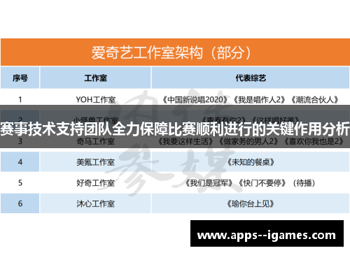 赛事技术支持团队全力保障比赛顺利进行的关键作用分析
